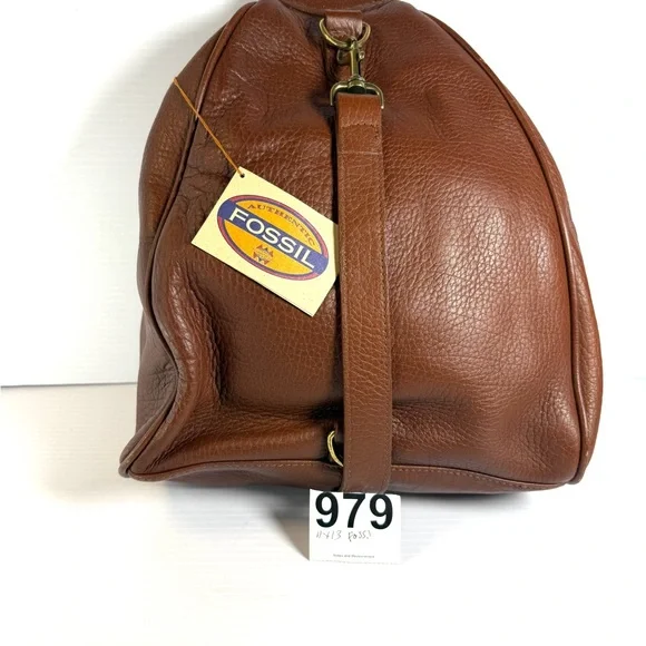 Fossil Unisex Brown Leather Bag NWT - Picture 8 of 8